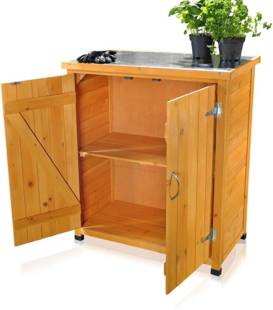 Melko Garten-Geräteschrank Melko Geräteschrank Aufbewahrungsschrank aus Holz, Farbe Braun 75x40cm, BxT: 75x40 cm, (Stück), Oberfläche mit robuster Platte Bild 1