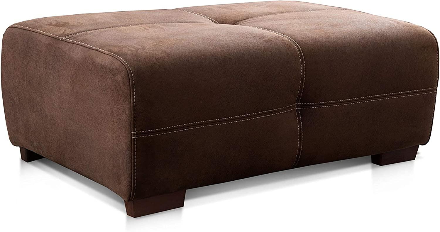 Cavadore Hocker Mavericco / Großer Polsterhocker in Lederoptik / Industrial Style / Passend zu Big Sofa und Ecksofa Mavericco / 108 x 71 x 41 cm (BxHXT) / Mikrofaser Dunkelbraun Bild 1