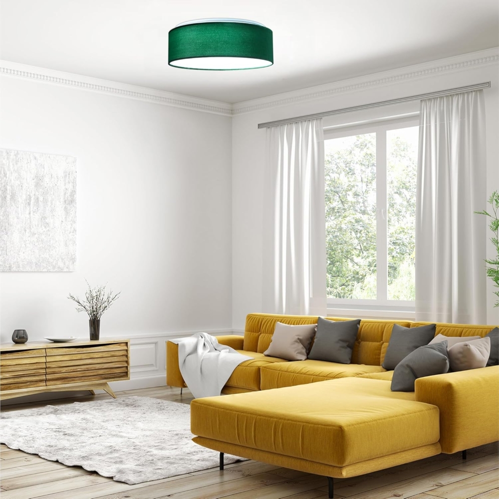 Navaris Deckenleuchten LED Deckenleuchte 22W - Rund ∅ 40cm - Design Samt Stoff Grün Bild 1