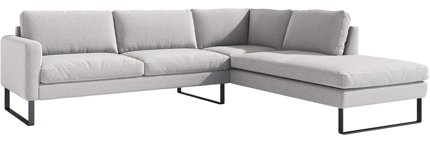 Ecksofa Engus 290 x 220 Flachgewebe Hellgrau Ottomane rechts Bild 1