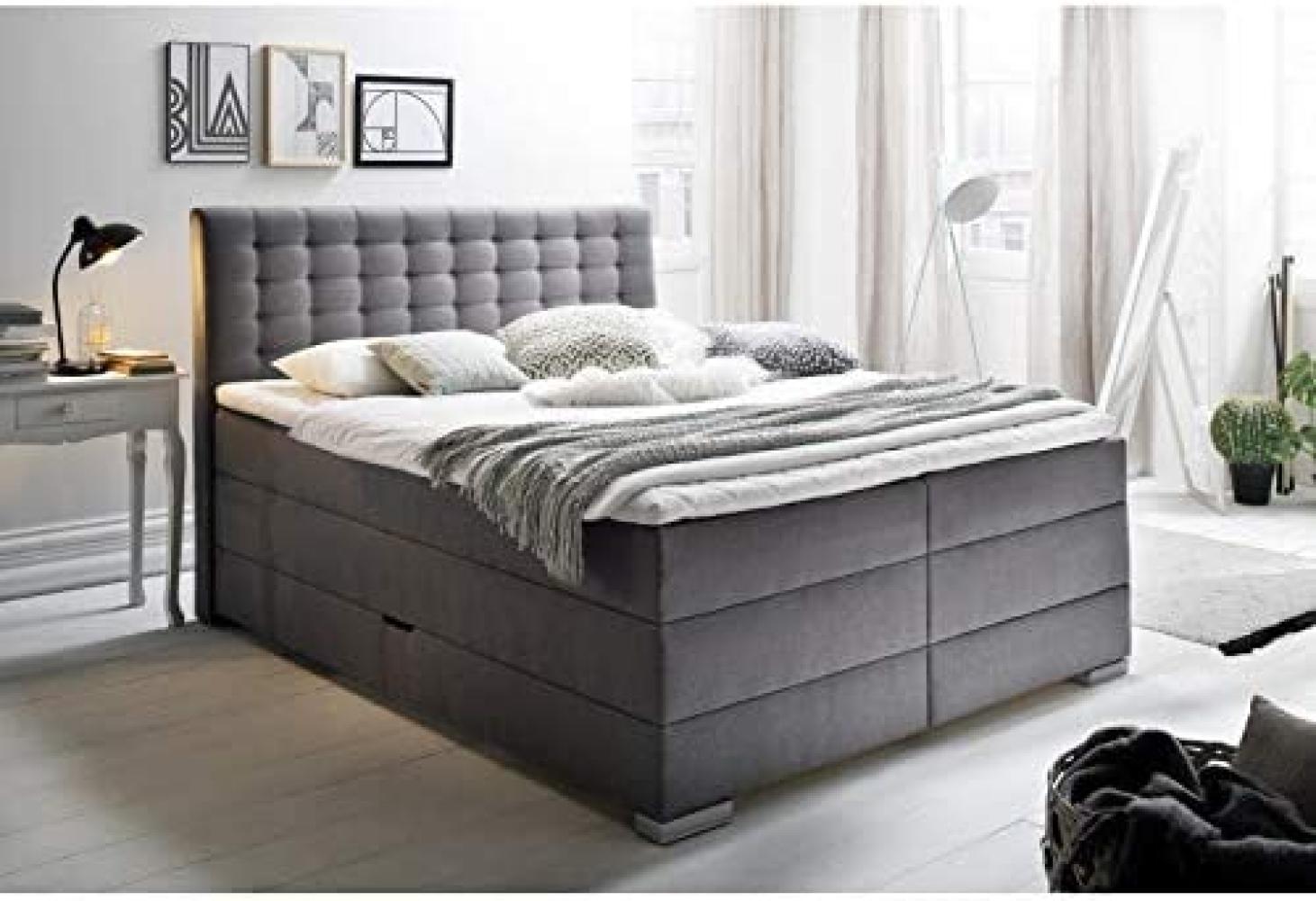 Boxspringbett Lenno mit Bettkasten - Grau H3, ohne Topper 180x200 cm Bild 1
