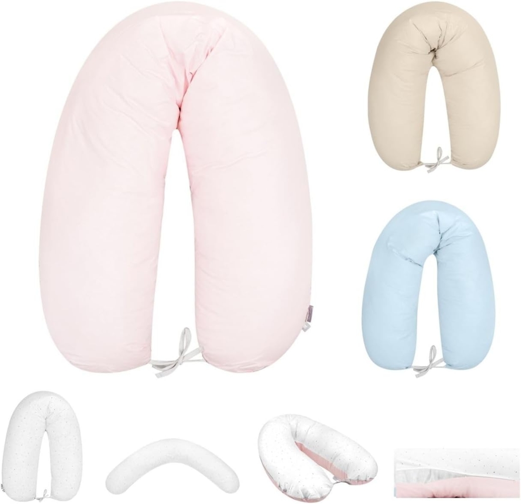 Kikkaboo Stillkissen Dream Big 150 cm lang, 100% Baumwolle, Bezug abnehmbar rosa Bild 1