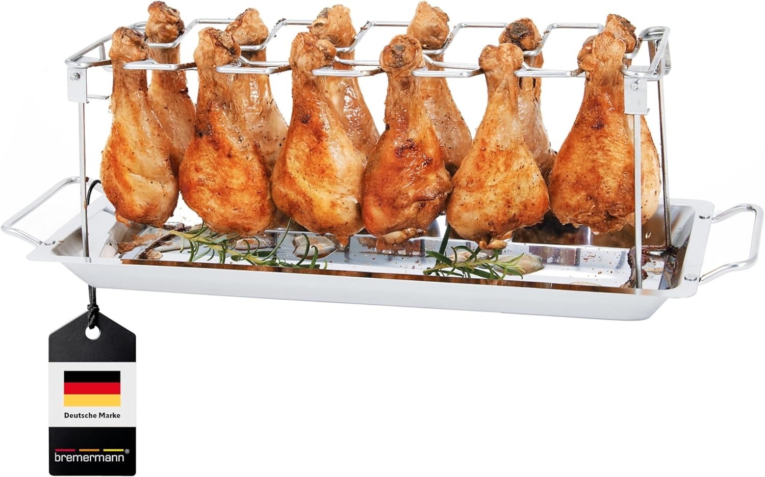 bremermann Grillguthalter Hähnchenschenkel-Halter für 12 Keulen (inkl. Auffangschale), (1-St) Bild 1