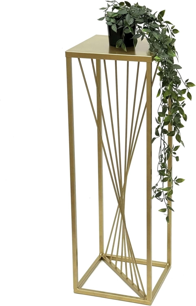 DanDiBo Blumenhocker Metall Gold Eckig 70 cm Blumenständer Beistelltisch Bild 1