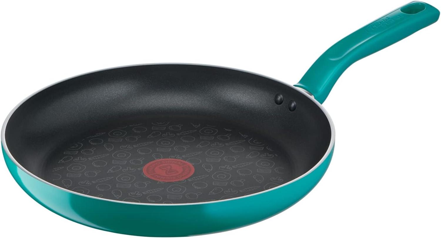 Tefal G80406 Chefclub Bratpfanne 28 cm | Titanium Antihaftversiegelung | Thermo-Signal Temperaturanzeiger | unbedenkliches Kochgeschirr | einfache Reinigung | induktionsgeeignet | grün Bild 1