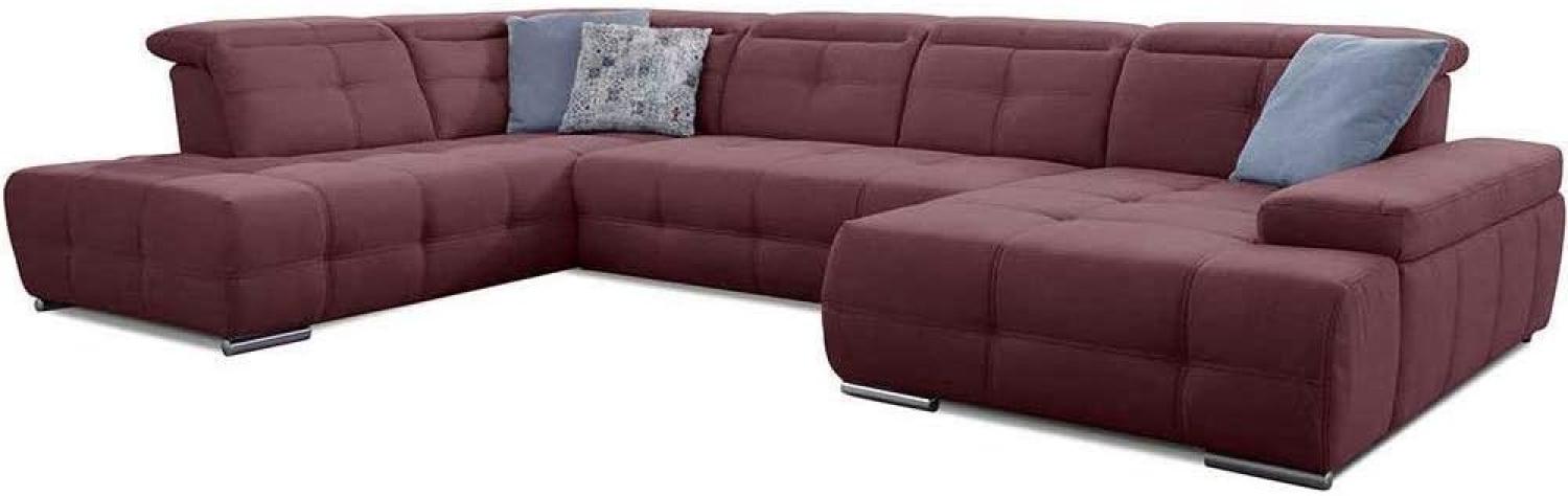 Cavadore Wohnlandschaft Mistrel mit Bettfunktion / Schlafsofa mit leichter Fleckentfernung dank Soft Clean / Geeignet für Haushalte mit Kindern, Haustieren /343 x 77 x 228 / rot Bild 1