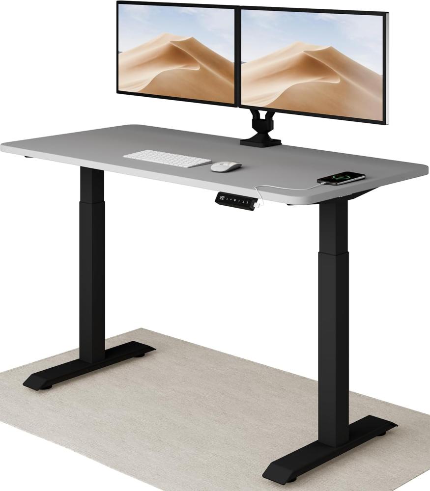 Höhenverstellbarer Schreibtisch (140 x 70 cm) - Sitz- & Stehpult mit Ladebuchsen - Schreibtisch Höhenverstellbar Elektrisch Touchscreen & Stahlfüßen - Schreibtisch Höhenverstellbar von Desktronic Bild 1