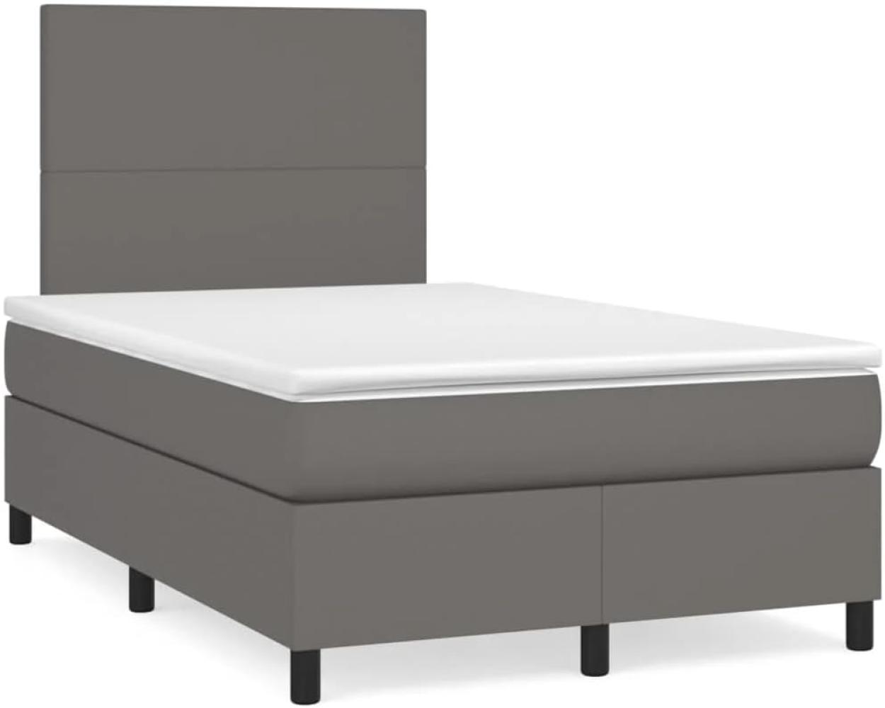 Boxspringbett mit Matratze Grau 120x190 cm Kunstleder (Farbe: Grau) Bild 1