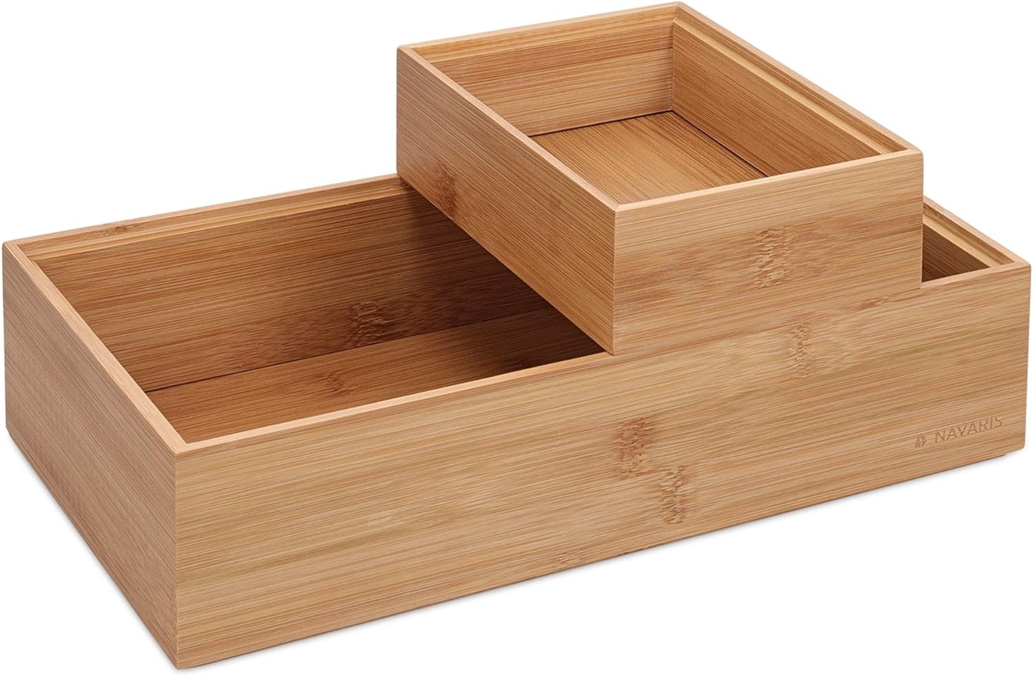 Navaris Aufbewahrungsbox Aufbewahrungsbox aus Bambus 2er Set - 2x Ordnungsbox Holz Box Kiste (1 St) Bild 1