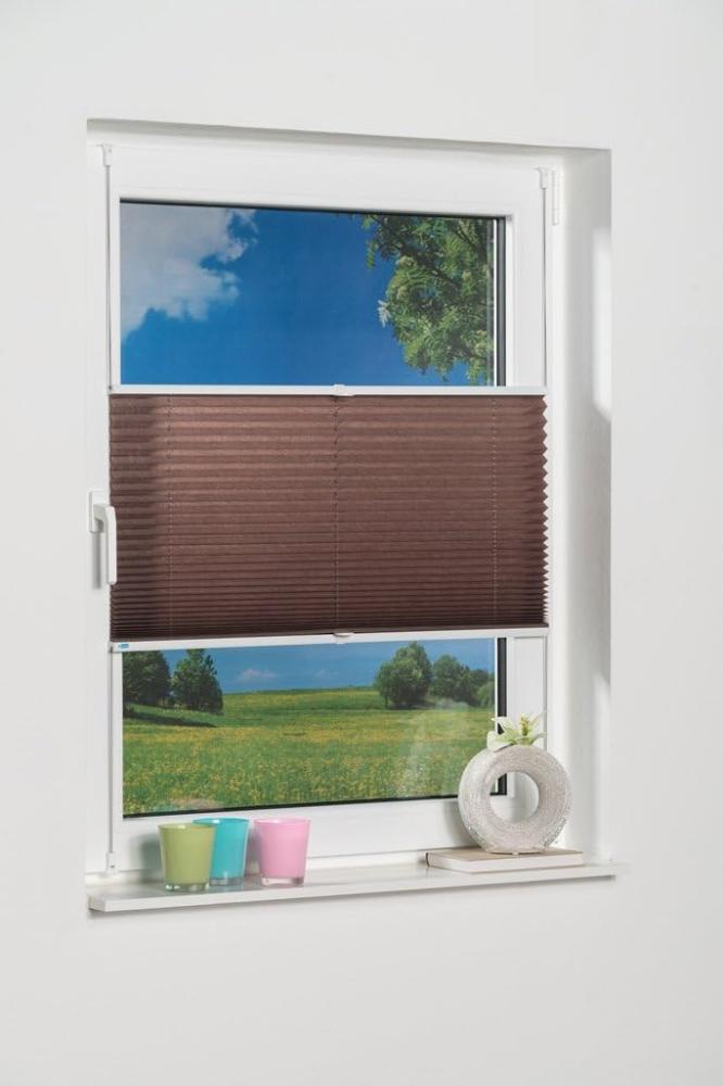 K-home Klemmfix-Plissee 70 x 210 cm (B x L) Mokka Lichtschutz +++ Moderne Crushed Optik +++ Bild 1