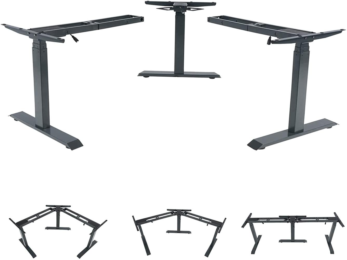 3in1 Gestell HWC-D40, variables Tischgestell, elektrisch höhenverstellbar Memory 47kg ~ anthrazit-grau Bild 1