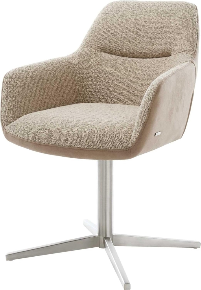 Drehstuhl Pejo-Flex Materialmix Schlamm Fußkreuz Edelstahl 360° drehbar Taschenfederkern Bild 1