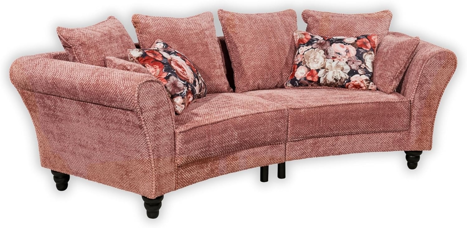 CORINNA Sofa in Coral - Geschwungene Wohnzimmer Couch mit Massivholz Füßen - 290 x 77 x 95 cm (B/H/T) Bild 1