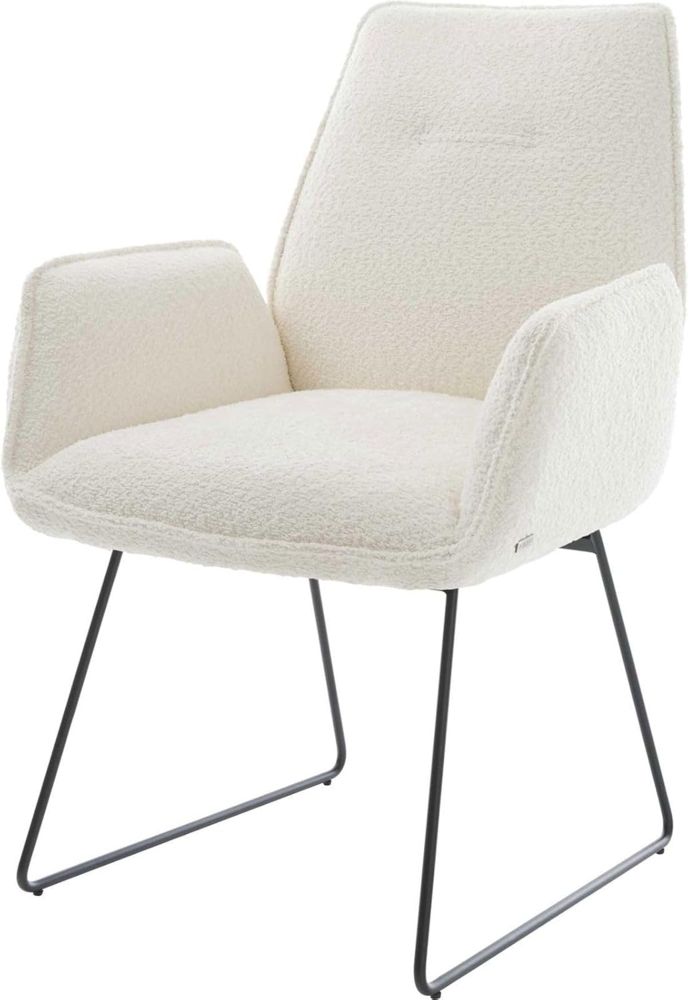 Esszimmerstuhl Zoa-Flex Bouclé Weiß Kufengestell Schwarz Taschenfederkern Bild 1