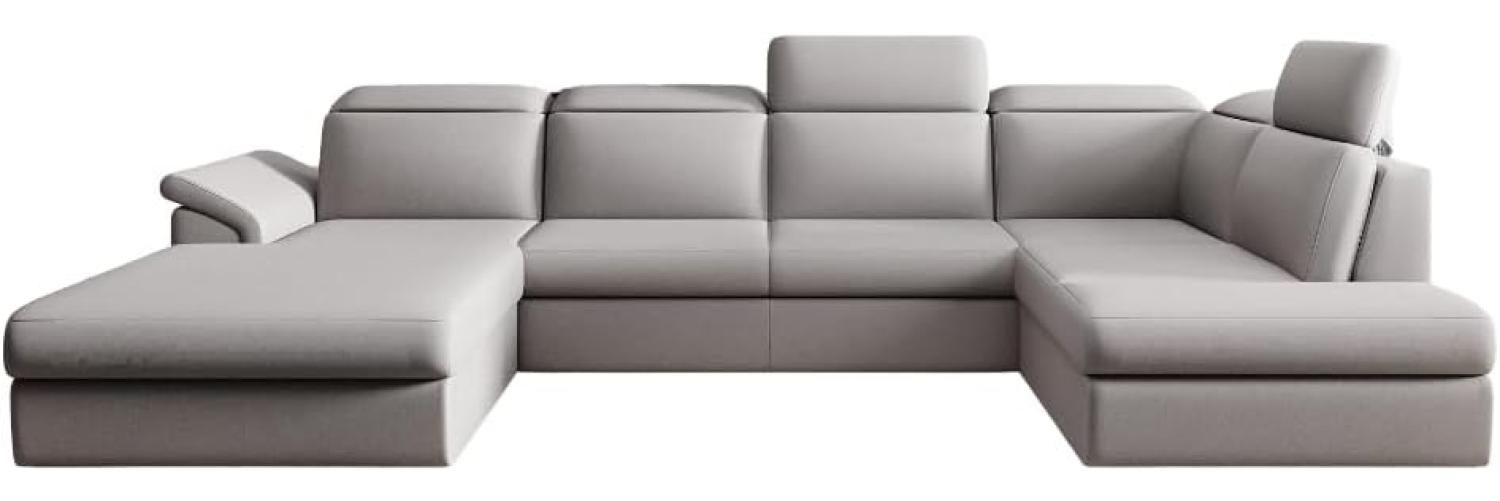 Designer Sofa Emiliano mit Schlaf- und Klappfunktion Stoff Beige Links Bild 1