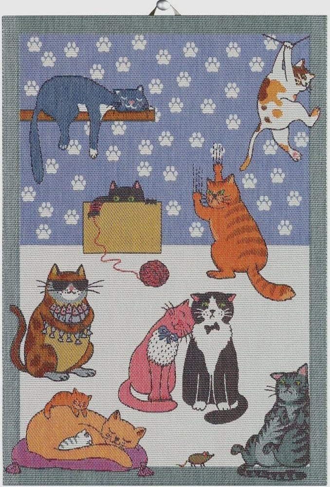 EKELUND MASTER WEAVERS 1692 Geschirrtuch Küchenhandtuch Cats Fun 35x50 cm, (1-tlg, 1 x Geschirrtuch), Pixel gewebt (6-farbig) Bild 1