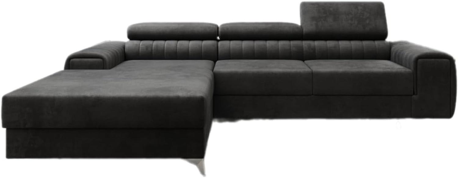 Designer Sofa Melinda mit Schlaf- und Klappfunktion Samt Anthrazit Links Bild 1