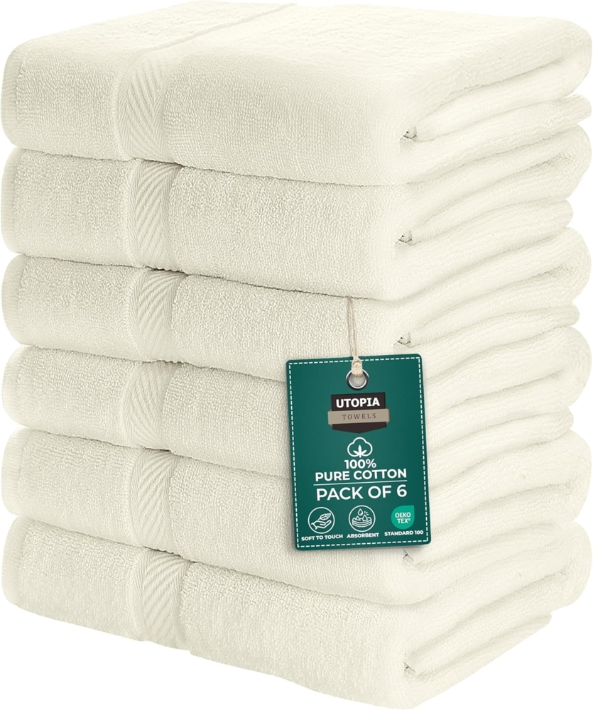 Utopia Towels [6er-Pack Badetuch-Set, 100% ringgesponnene Baumwolle (61x122 cm) mittelleicht und stark saugfähig, Premium-Handtücher für Hotel, Spa und Badezimmer (Elfenbein) Bild 1