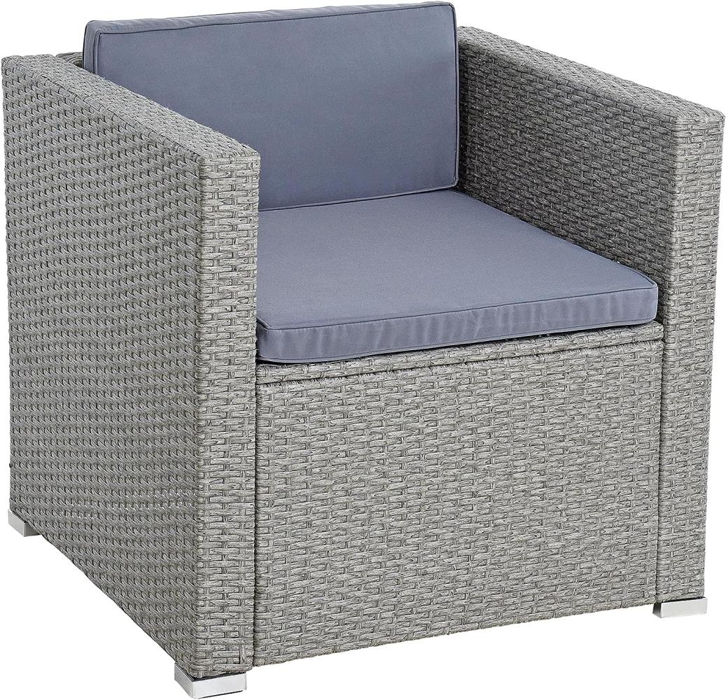 Polyrattan Loungesessel Gartensessel Rattan Sessel Gartenstuhl Stuhl Grau-Mix Bild 1