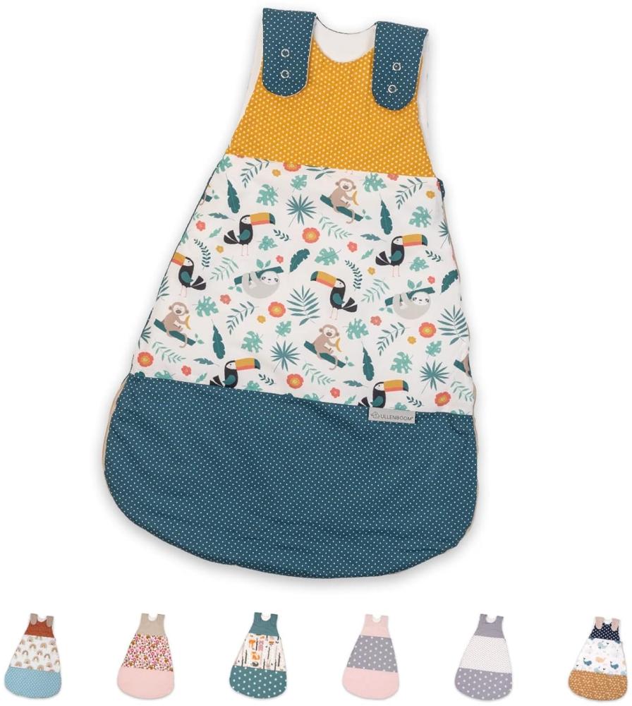 ULLENBOOM Sommerschlafsack Dschungel (Made in EU) - Schlafsack Baby Sommer aus Baumwolle, bequemer Schlummersack für Babys und Neugeborene, Größe: 56 bis 62 Bild 1