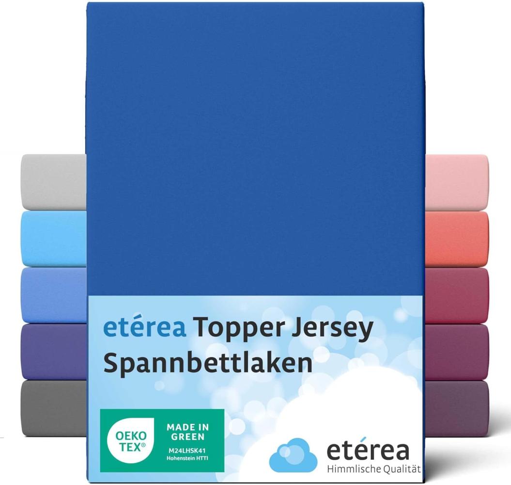 etérea Jersey Topper Spannbettlaken Spannbetttuch Blau 140x200 - 160x200 cm Bild 1