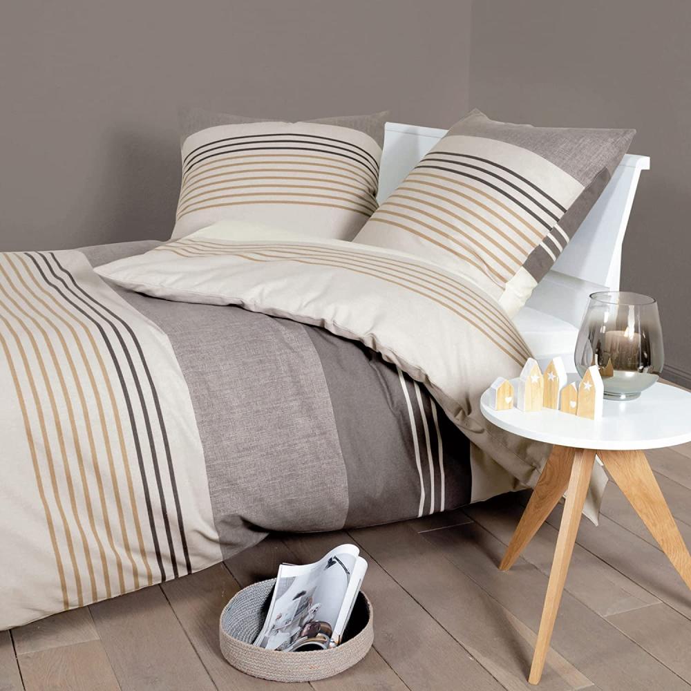 Janine Biber Bettwäsche Davos 155x220 Streifen beige sand camel braun 65110-07 Bild 1
