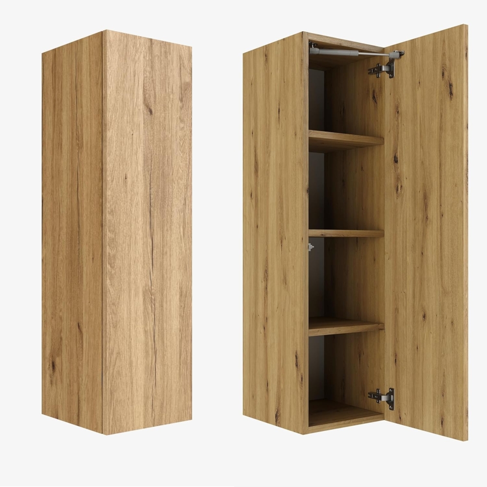PLATAN ROOM Badezimmer Hängeschrank Wandschrank 105/ 160cm hoch Badhängeschrank mit Fronten in Hochglanz und Push-to-Open Funktion (Eiche Gold, 105 x 30 x 32) Bild 1