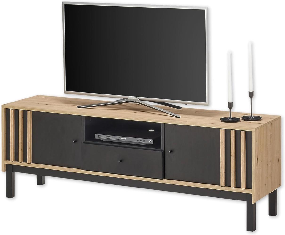 Lowboard VOLANO Hifi TV Sideboard ca. 155 x 54 x 39 cm Artisan Eiche Nb. / Schwarz Bild 1