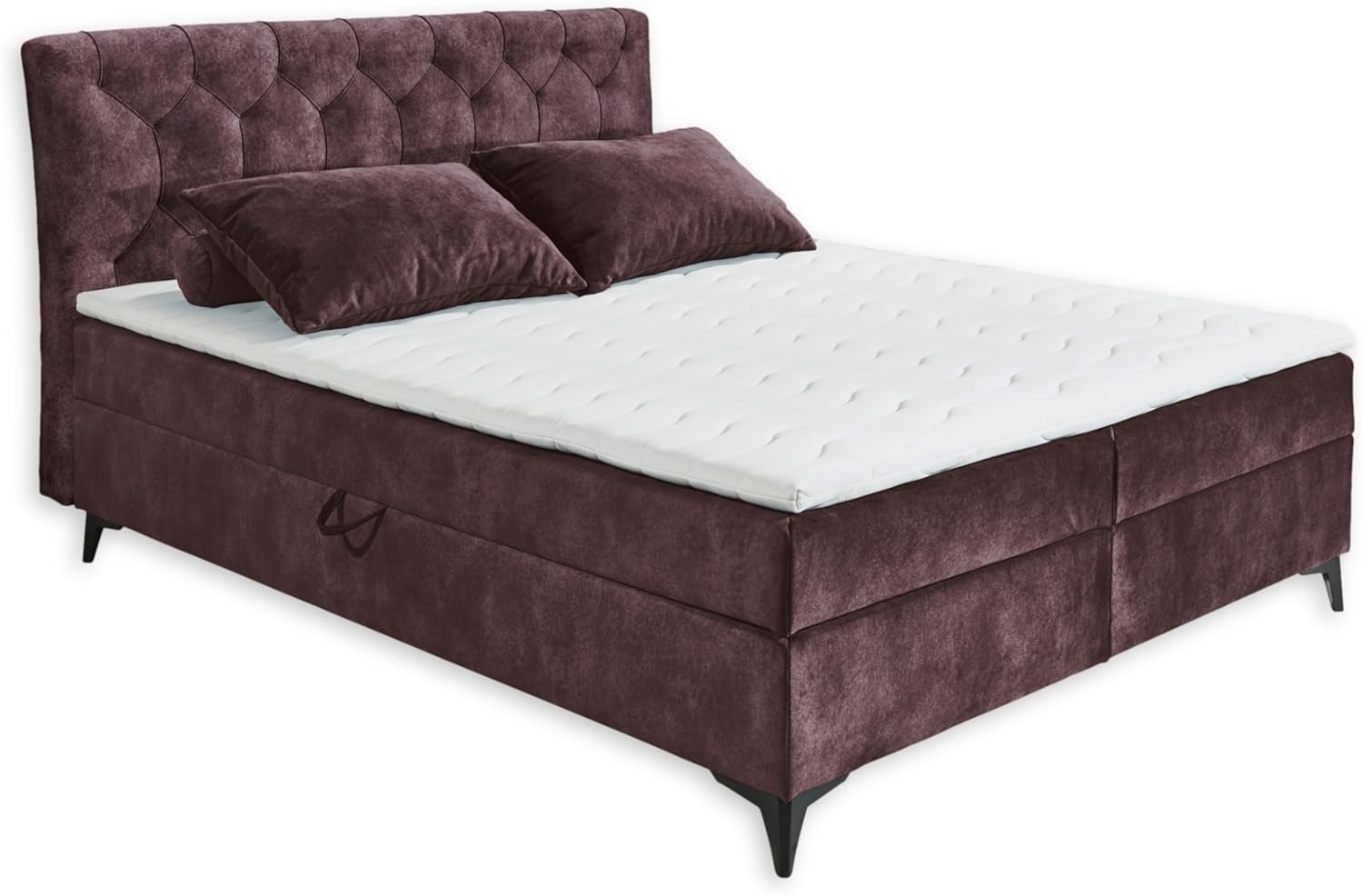 MIAMI 1 Boxbett 180x200, Aubergine - Bequemes Doppelbett mit Bettkasten & Komfortschaum Topper - 185 x 115 x 224 cm (B/H/T) Bild 1