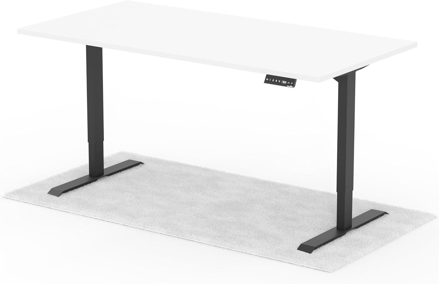 elektrisch höhenverstellbarer Schreibtisch DESK 180 x 90 cm - Gestell Schwarz, Platte Weiss Bild 1