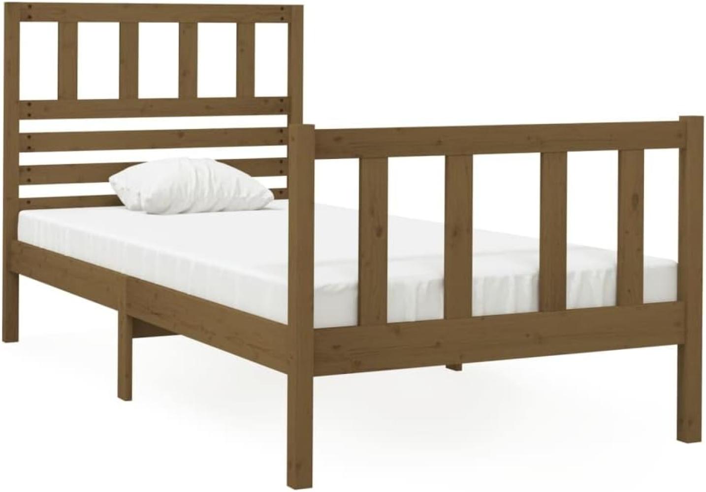vidaXL Massivholzbett Braun 75x190 cm 2FT6 Small Single Bild 1