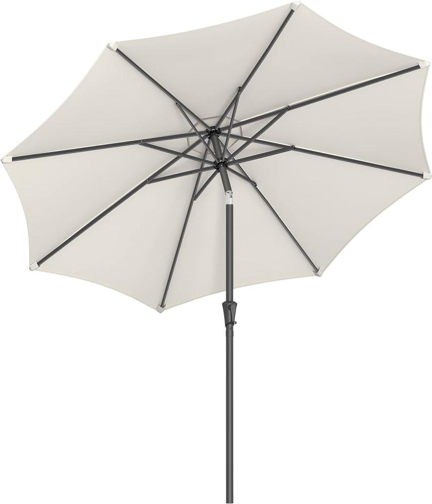 Songmics Sonnenschirm mit UV-Schutz bis UPF 50+, knickbar, Metall / Polyester beige, Ø 2,7 x 1,88 m Bild 1
