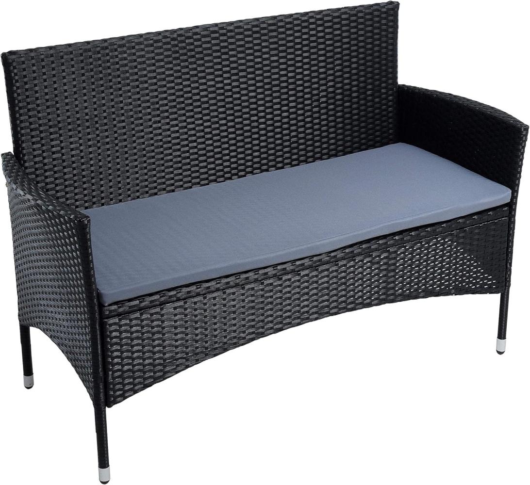 Gartenbank Rattan Gartenmöbel 2-Sitzer Rattanmöbel Sitzbank Sitzkissen Schwarz Bild 1