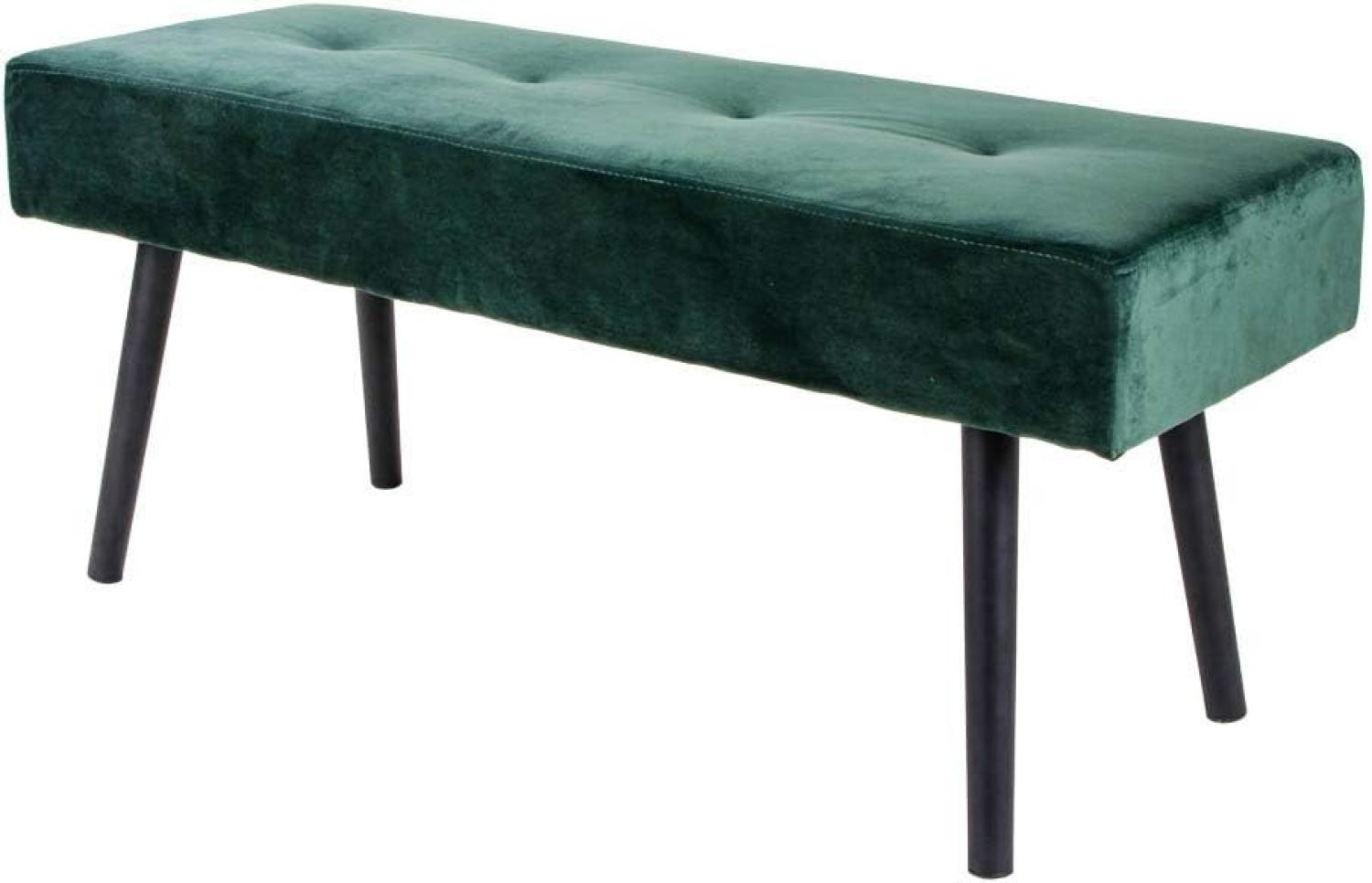 Selsey Belicer - Sitzbank, Polsterbank mit samtigem Stoffbezug, Knopfheftung und Metallbeinen, 100 cm breit (Samtbezug in Grün) Bild 1