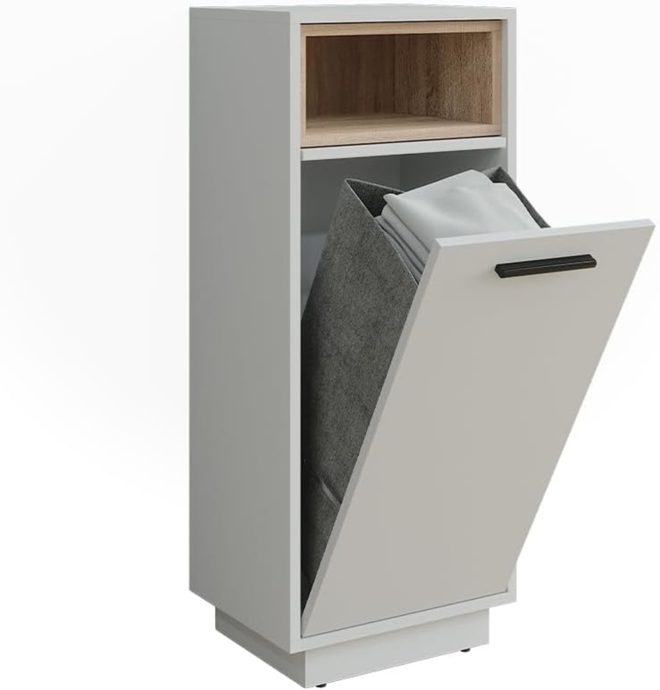 Wäscheschrank Beatrice Weiß/Sonoma 38 x 93 cm mit herausnehmbarer Innentasche Vicco Bild 1