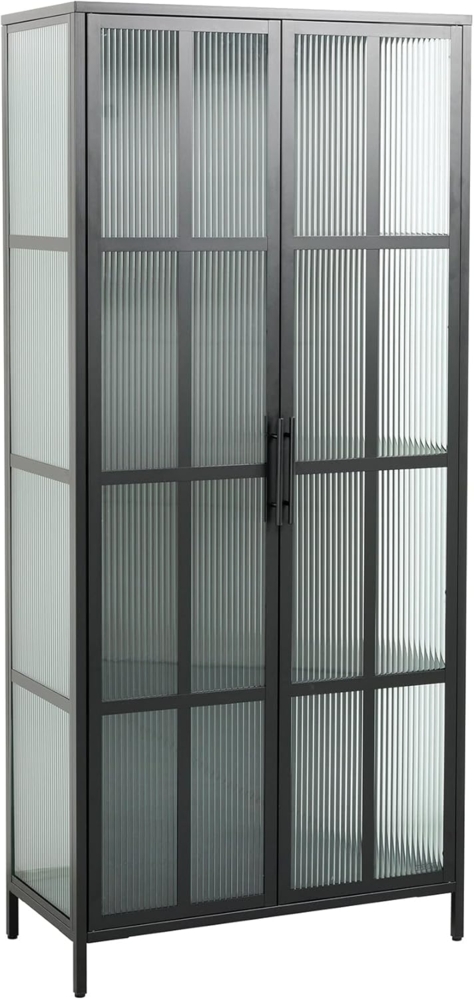 riess-ambiente Vitrine DURA STEEL 180cm schwarz / transparent (Einzelartikel, 1-St) Wohnzimmer · Schrank · Metall · Glas · Industrial Design Bild 1