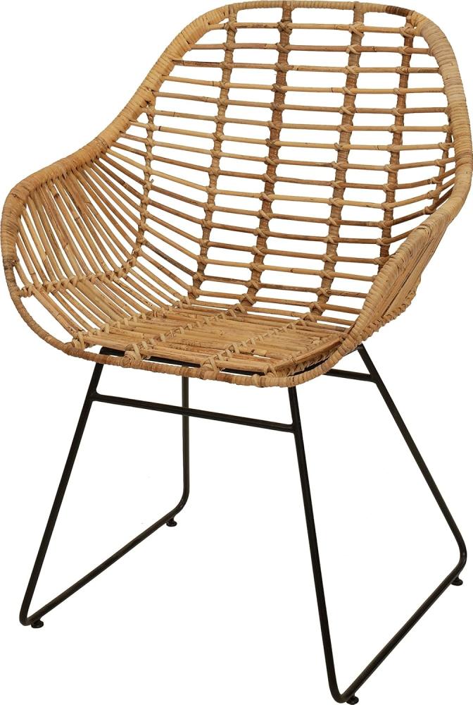 Krines Home Esszimmersessel Rattan Retro Sessel mit Armlehne 50er Korbsessel Retro-Stil Korbstuhl (Sessel nach Auswahl ohne oder mit Polster), Eisen Gestell, Esszimmer, Armlehnstuhl Bild 1