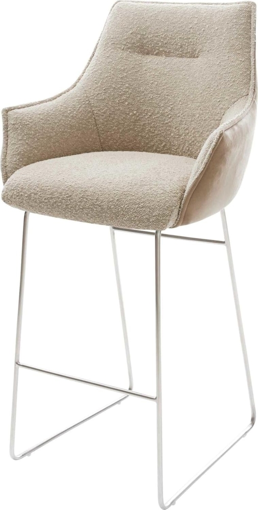 Barstuhl Alja-Flex Materialmix Mikrofaser Schlamm / Bouclé Schlamm Kufengestell Edelstahl Taschenfederkern Bild 1