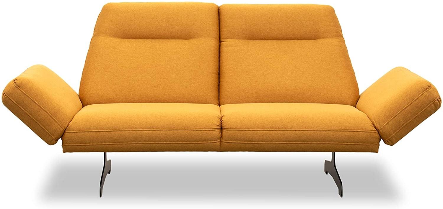 DOMO Collection Sofa Arezzo, elegante Designer Couch mit Relaxfunktion, 2er Polster, 2,5-Sitzer, gelb, 219 x 99 x 94 Bild 1