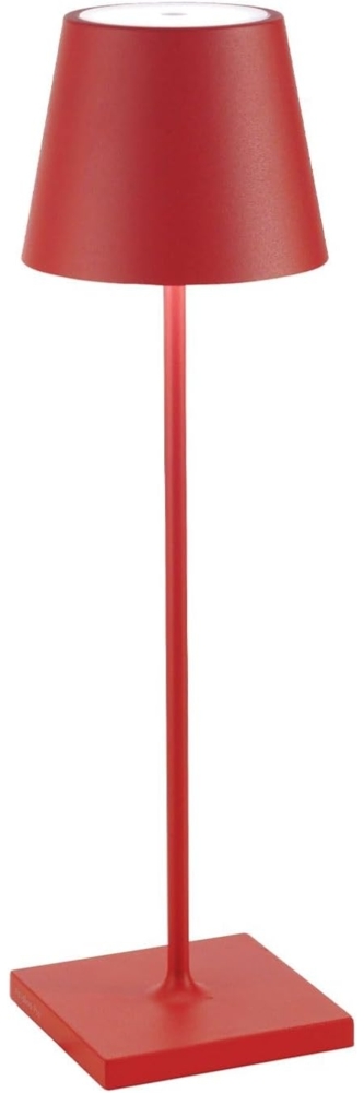 Zafferano, Poldina Pro Lampe, Kabellose, Wiederaufladbare Tischlampe mit Touch Control, Auch für den Außenbereich Geeignet, Dimmer, 2200-3000 K, Höhe 38 cm, Farbe Rot Bild 1