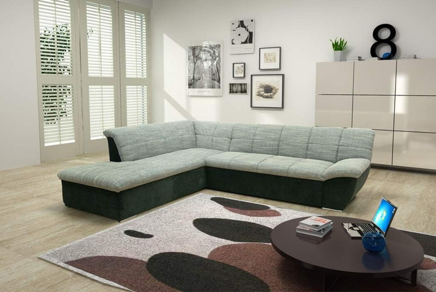 DOMO Collection Splash Ecksofa inkl. Schlaffunktion / L-Form / Größe: 271 cm x 232 cm x 76 cm (BxTxH) / Strukturstoff in weiss-grau & elegante Mircofaser in schwarz / moderne Eckcouch Bild 1