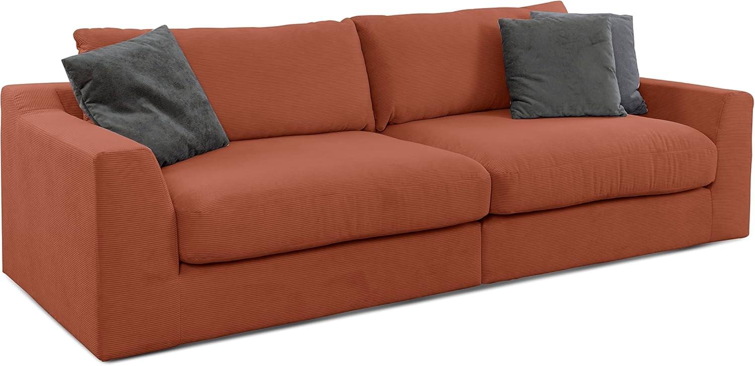 CAVADORE Big Sofa Fiona / Megasofa in Cord mit tiefen Sitzflächen und weicher Polsterung / Cordsofa / 276 x 90 x 109 / Cordstoff Kupfer Bild 1