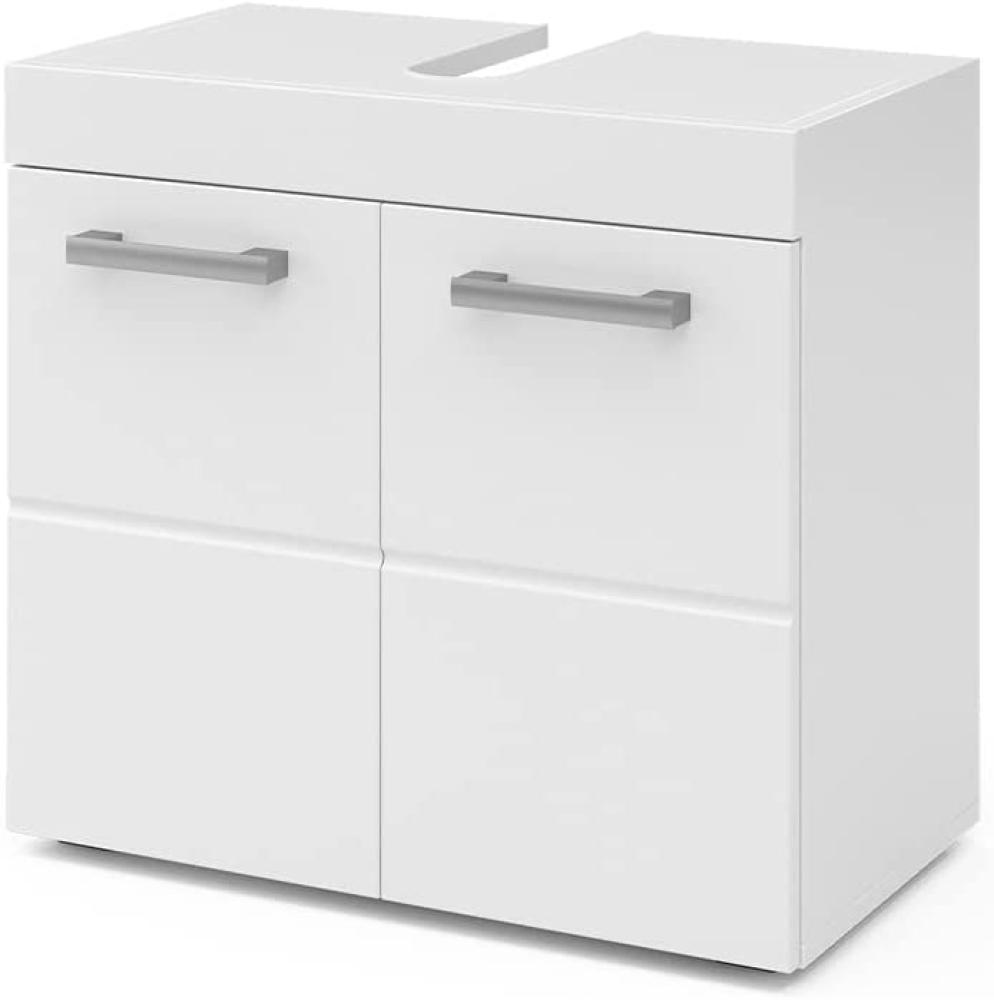 Vicco Waschtischunterschrank Waschbeckenunterschrank Badschrank Luna Weiß Skandi 60x56 cm Badezimmer Schrank Badmöbel Schranktür Schrankfach Ablage Aufbewahrung Bild 1