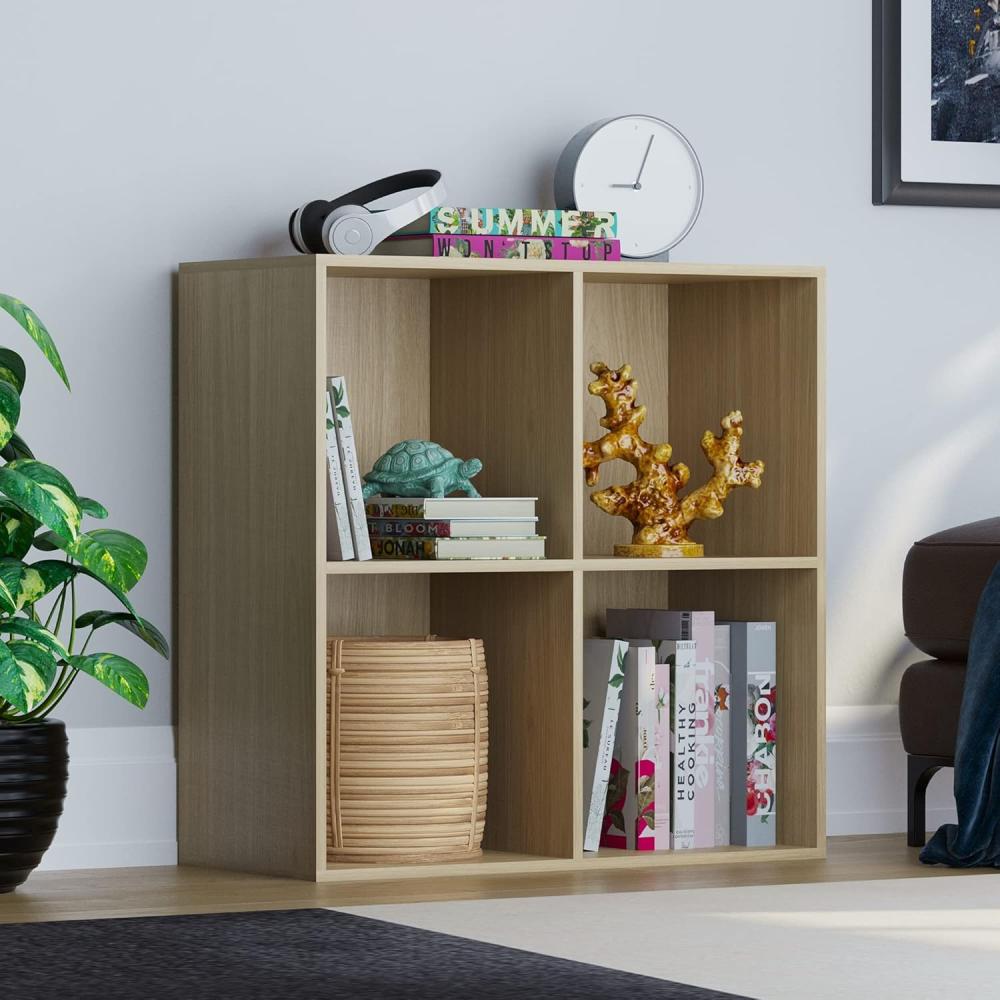 Vida Designs Durham Cube Bücherregal Aufbewahrung Organizer Wohnzimmer Bücherregal Home Office Möbel (4 Würfel, Eiche) Bild 1