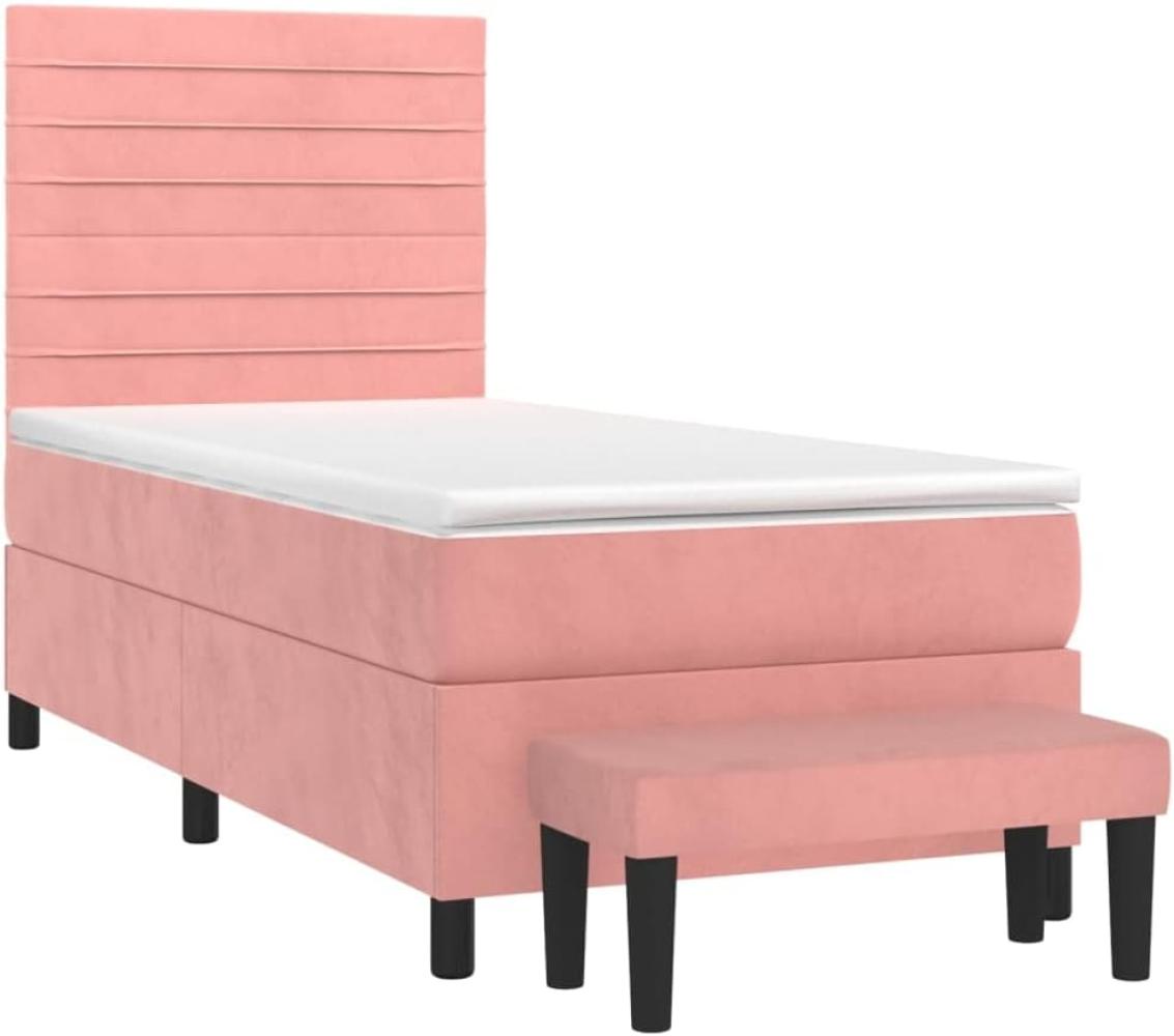 vidaXL Boxspringbett mit Matratze Rosa 90x200 cm Samt 3137886 Bild 1