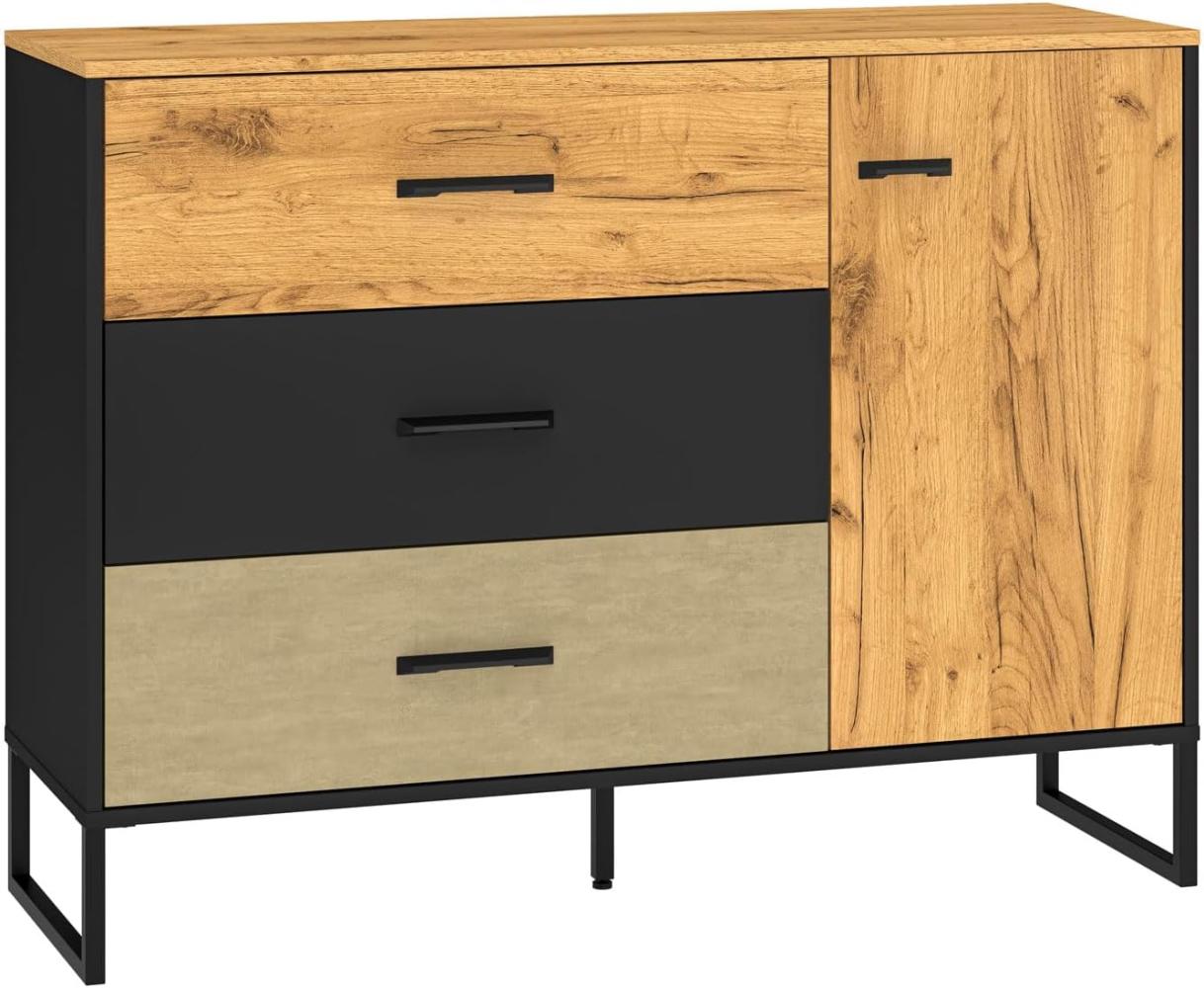 Kommode Colt Sideboard 120x40x90cm schwarz Craft Gold Eiche Premium Steel Bild 1