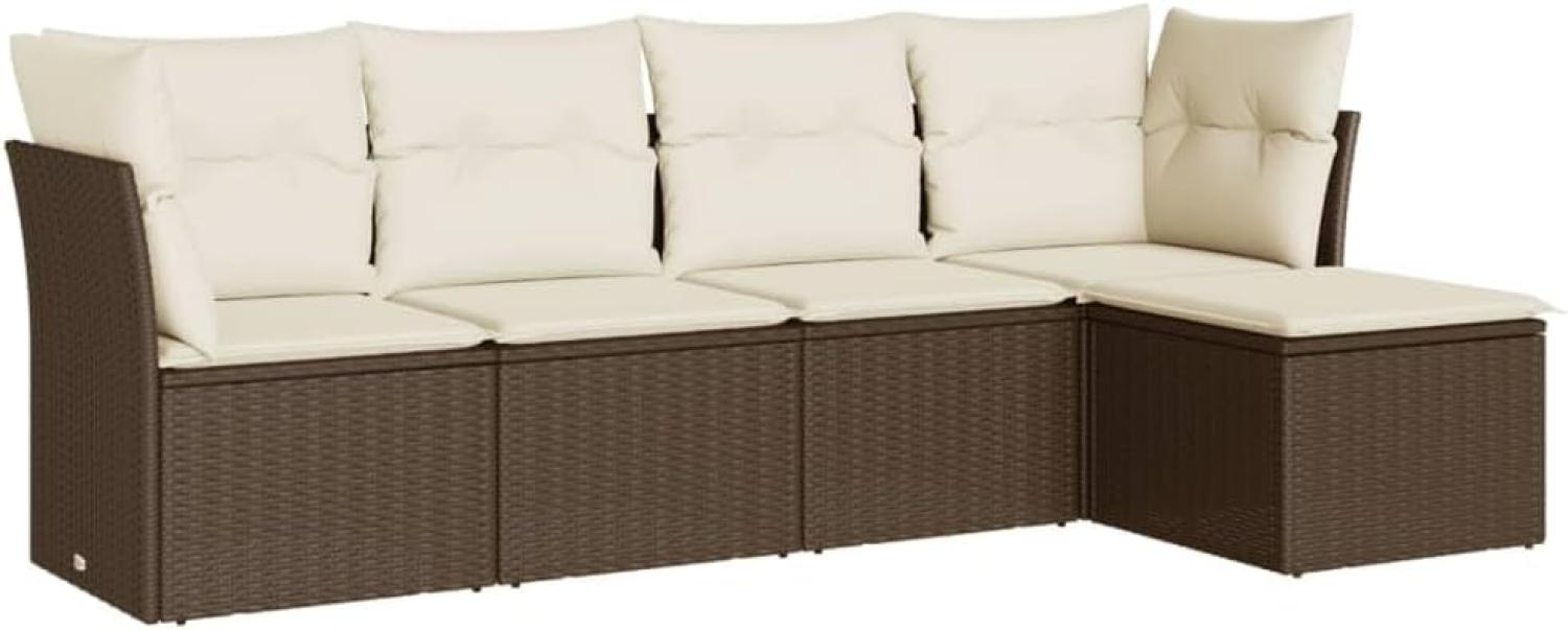 vidaXL 5-tlg. Garten-Sofagarnitur mit Kissen Braun Poly Rattan 3217563 Bild 1