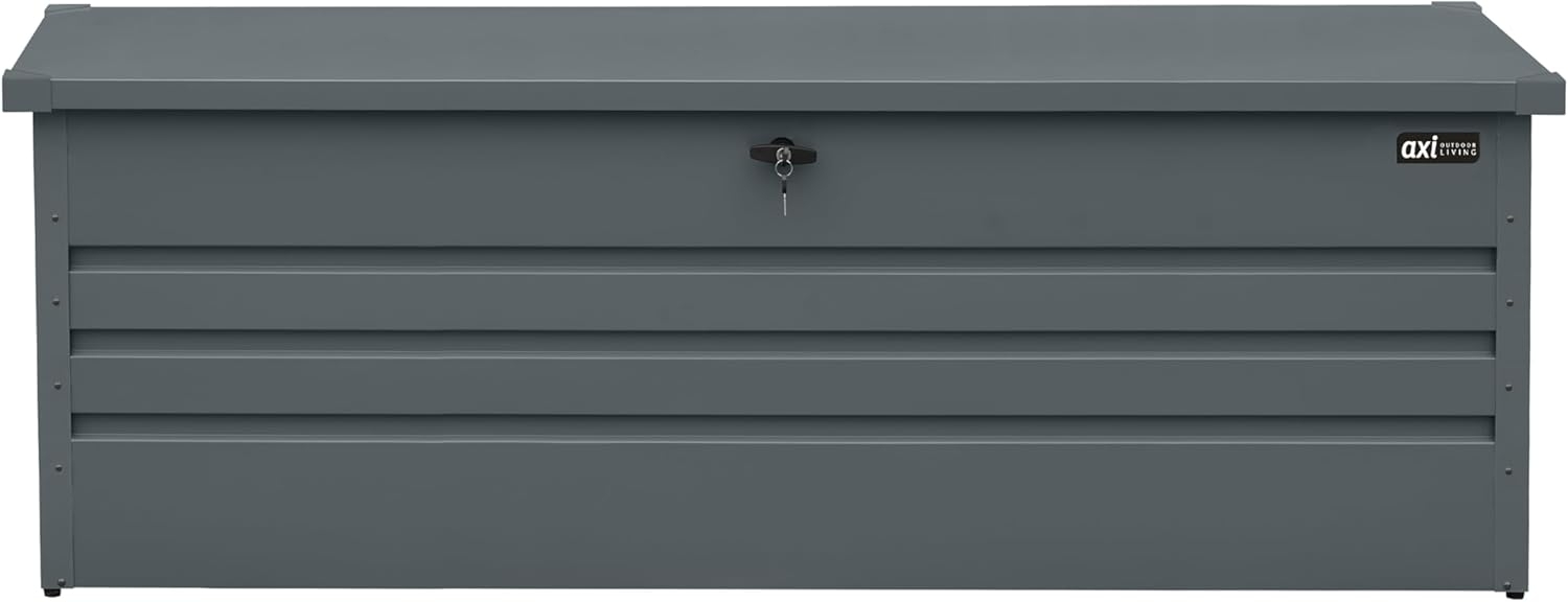 AXI Miles Gartenbox aus Metall in Anthrazit 1000 Outdoor Kissenbox für den Garten mit Boden und Schloss | Grau | Metall | 185 cm Bild 1