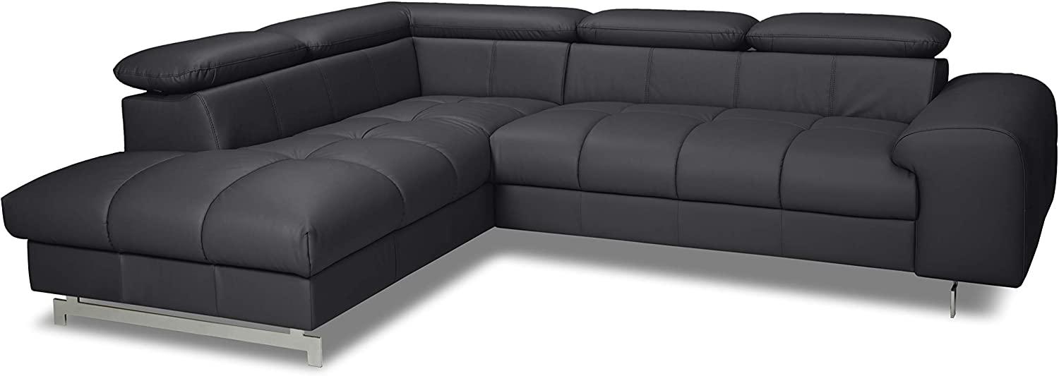 Mivano Ecksofa Chef / L-Sofa mit Ottomane und verstellbaren Kopfstützen in Lederoptik / 262 x 72 x 206 / Kunstleder Schwarz Bild 1