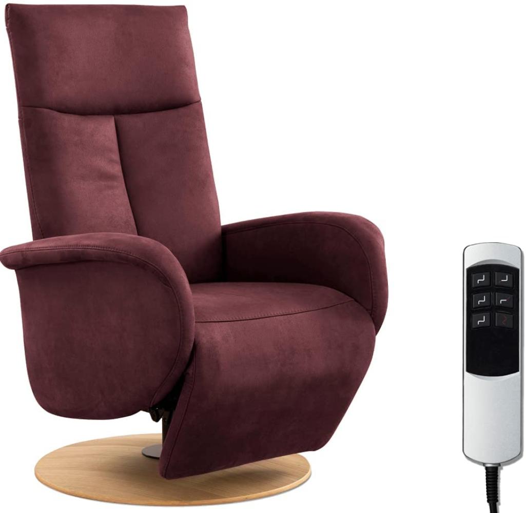 CAVADORE TV-Sessel Juba mit Akku / Fernsehsessel mit elektrisch verstellbarer Relaxfunktion / 2 E-Motoren / 75 x 112 x 82 / Lederoptik, Weinrot Bild 1